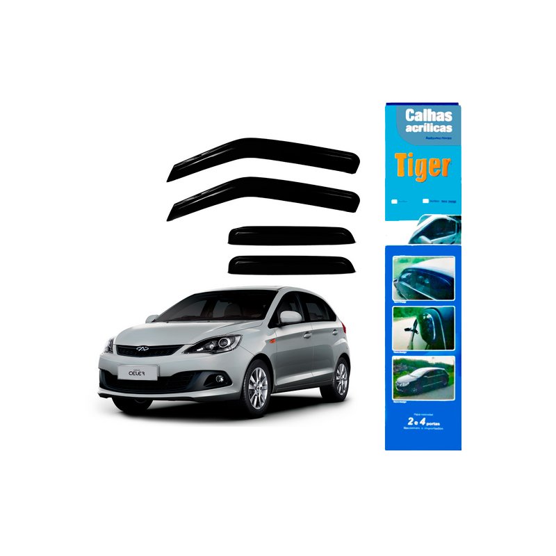 Calha de Chuva Automotiva Chery Celer Sedan 2014 em diante 4 Portas C3274 Tiger