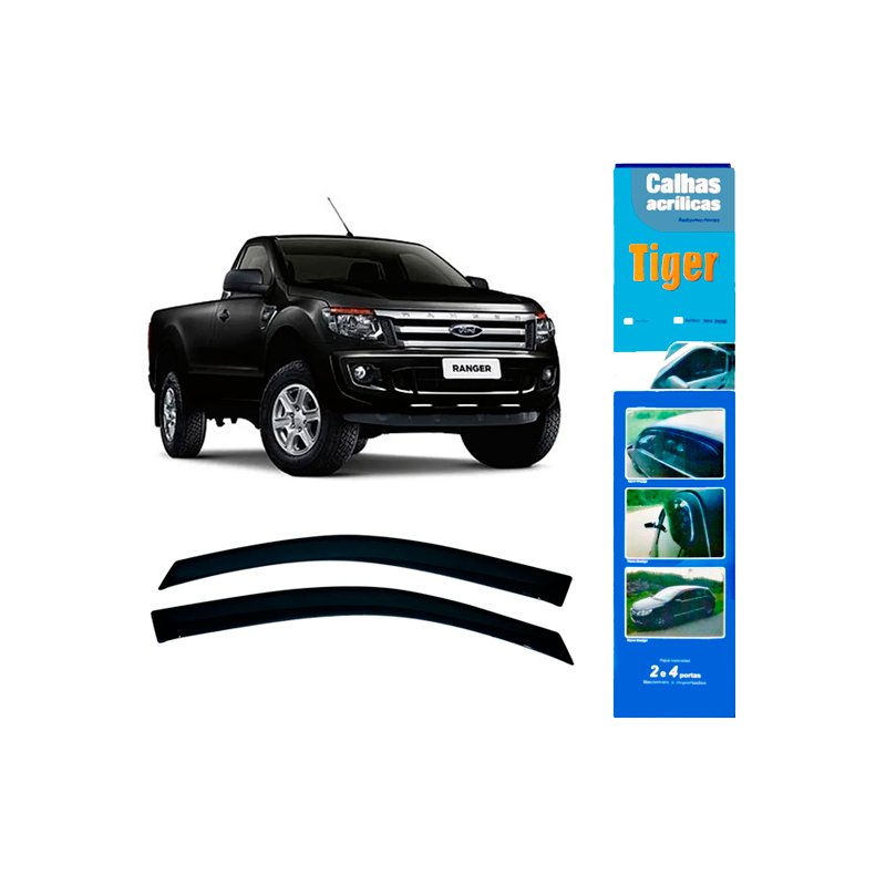Calha de Chuva Automotivo Nova Ranger 2 Portas 2012 em diante FD4066 Tiger