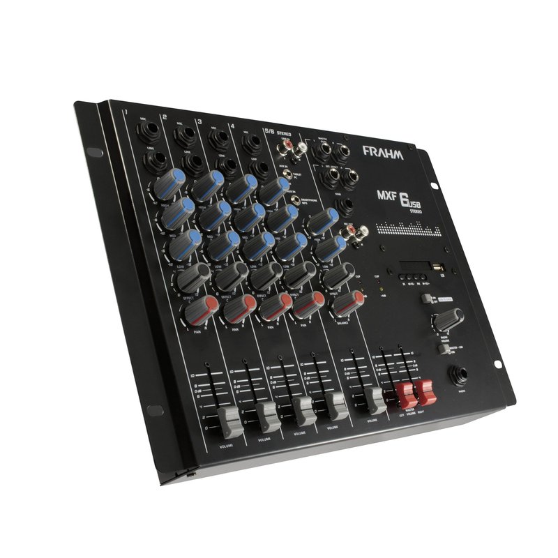 Mesa de Som Mixer MXF6 USB 6 Canais Frahm