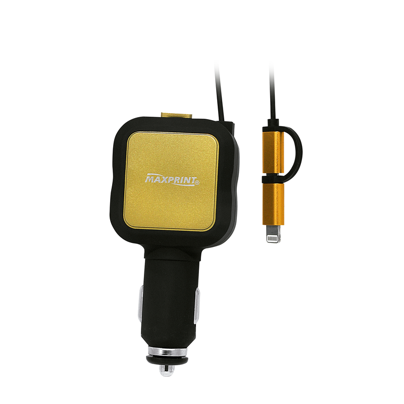 Carregador Veicular com 2 USB e Cabo Smartphone Iphone 12V Maxprint