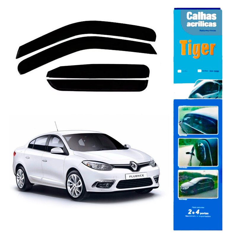 calha de chuva automotiva fluence 4 portas rn7430 tiger