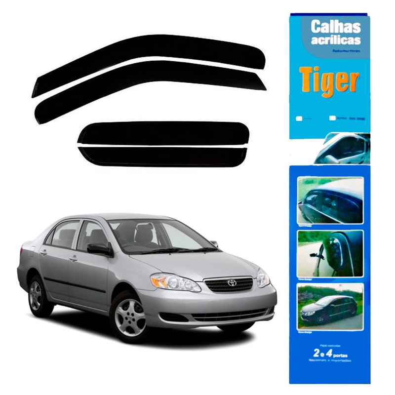 calha de chuva automotiva corolla 2004 2005 2006 2007 4 portas ty3517 tiger