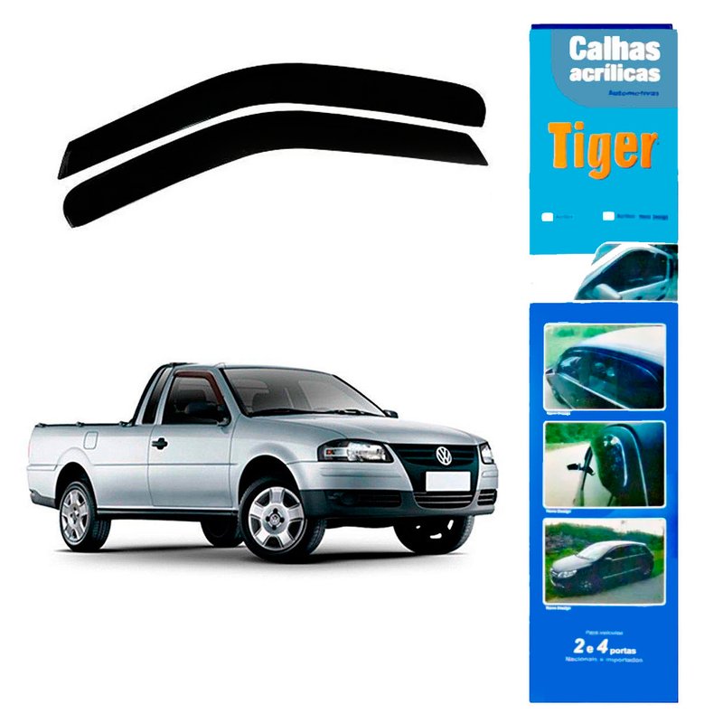 calha de chuva automotiva saveiro 1998 1999 2000 2001 2004 2005 2006 2007 2008 2 portas vw3579 tiger