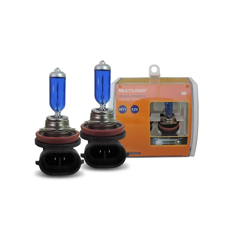 Par de Lâmpadas Super Branca Multilaser H11 5000k Efeito Xenon