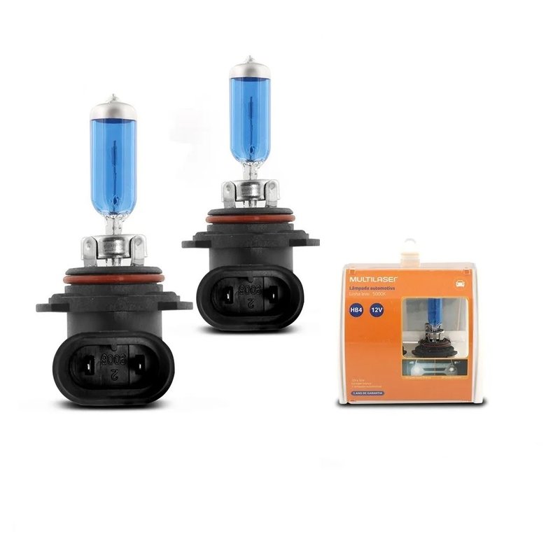 Par de Lâmpadas Super Branca Multilaser HB4 5000k Efeito Xenon visual