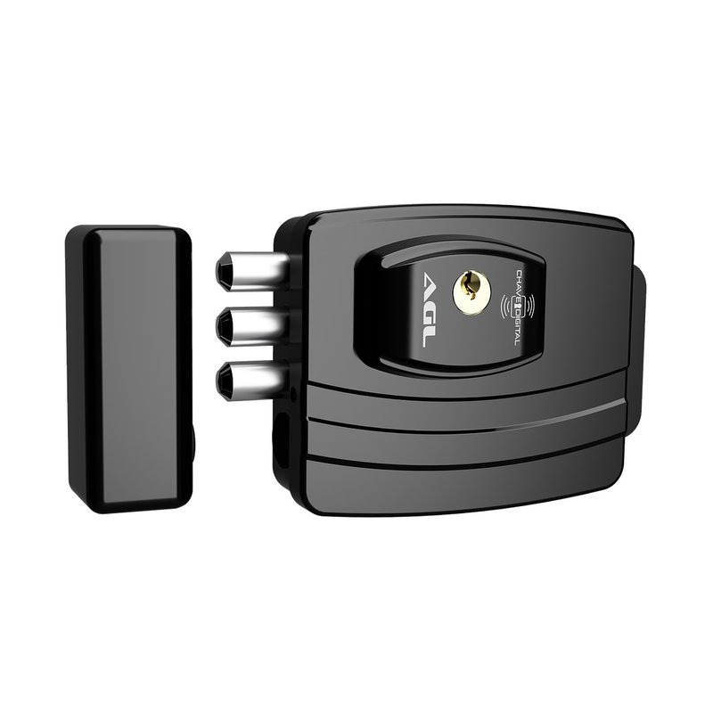 fechadura eletronica 12v ultra card ajustavel preta agl