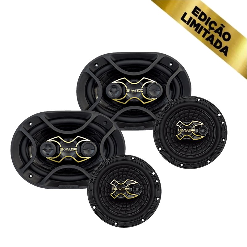 kit facil alto falante quadriaxial 6x9 triaxial 6 linha gold 240w rms bravox