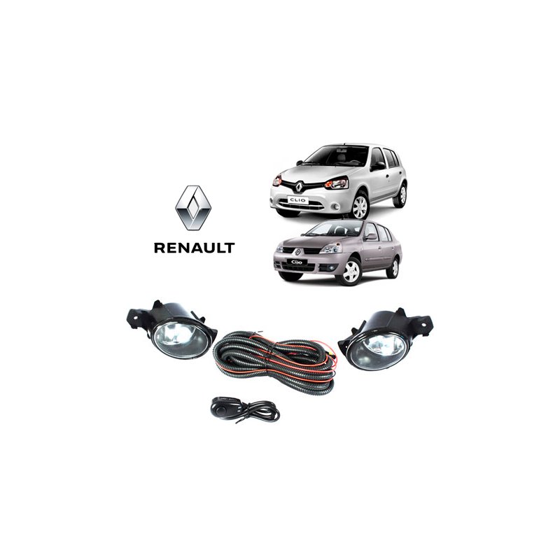 Kit Farol de Milha Renault Clio Hatch / Sedan 2003 / 2012 Botão Universal Shocklight
