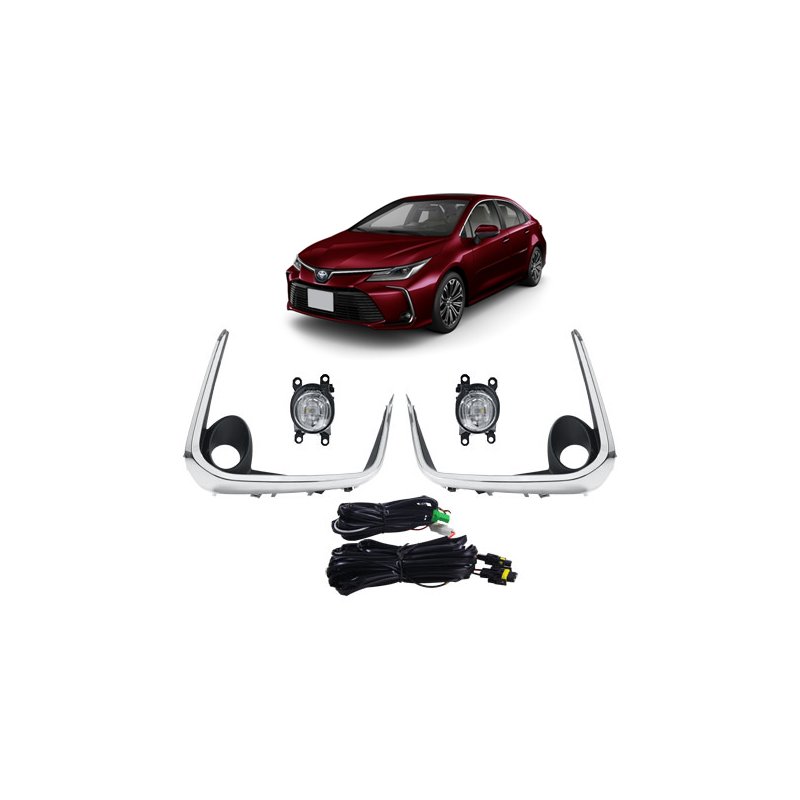 Kit Farol de Milha Corolla 2020 Moldura Cromada Farol em LED Botão Modelo Shocklight 1 copia