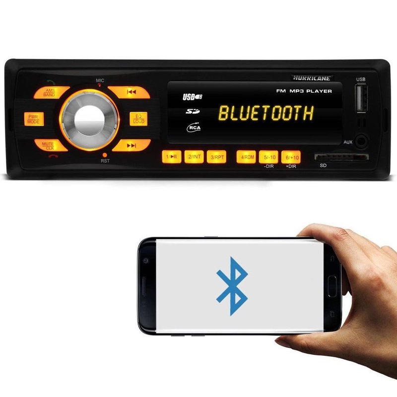 radio automotivo player bluetooth sd usb fm hr414bt hurricane