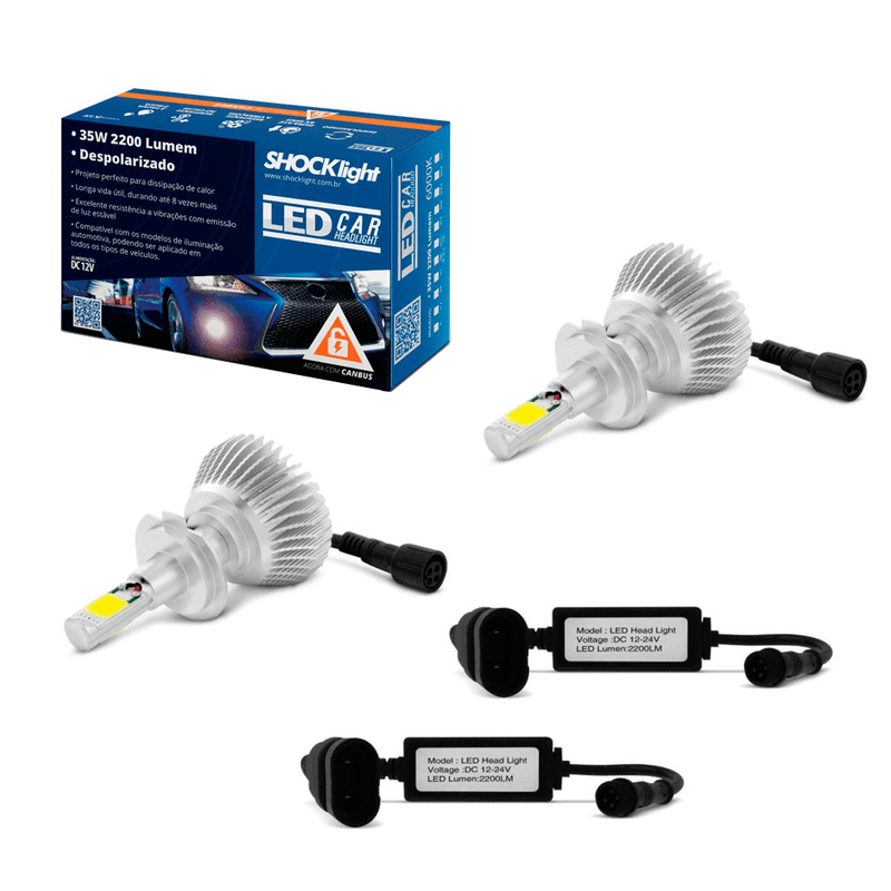 kit lampada led h7 6000k 12v 24v 32w shocklight sll 10007