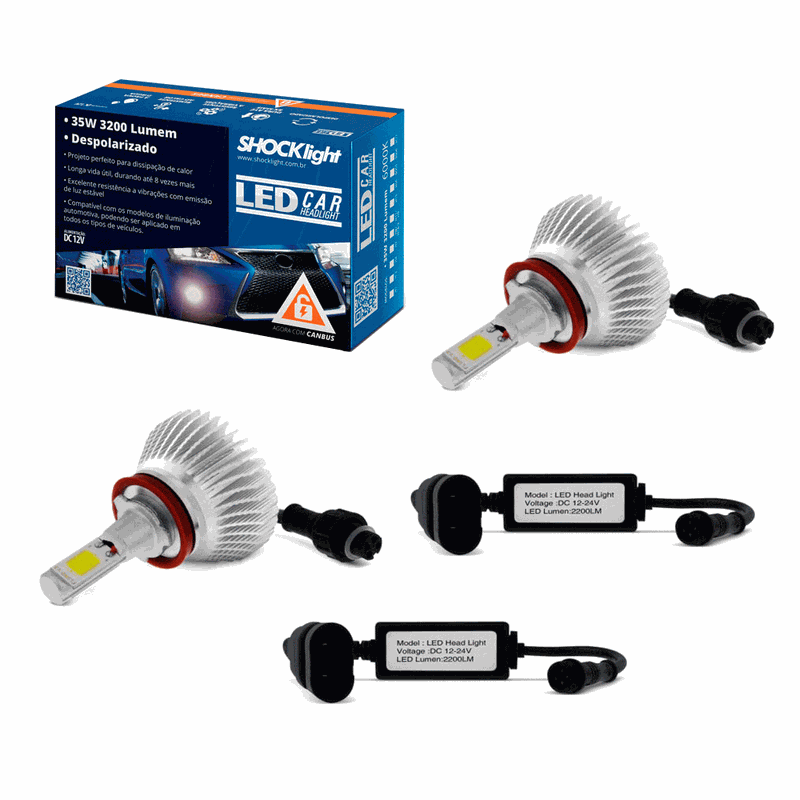kit lampada led h8 6000k 12v 24v 32w shocklight sll 10008