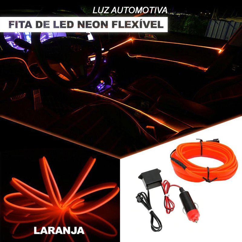 fita neon flexivel automotiva para interiores shocklight escolha a cor