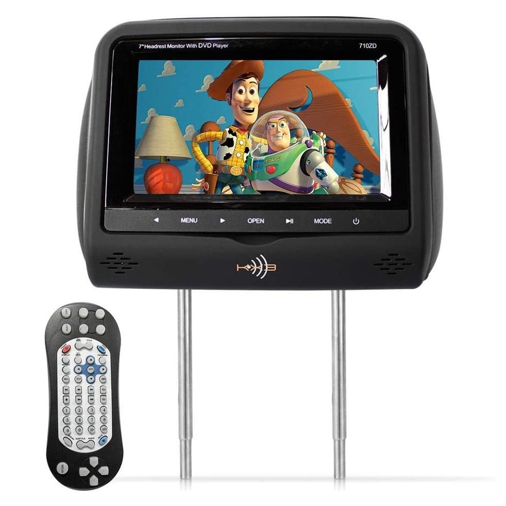 Encosto De Cabeça 7'' DVD Player Teclas Touch Button 710ZD Cinza