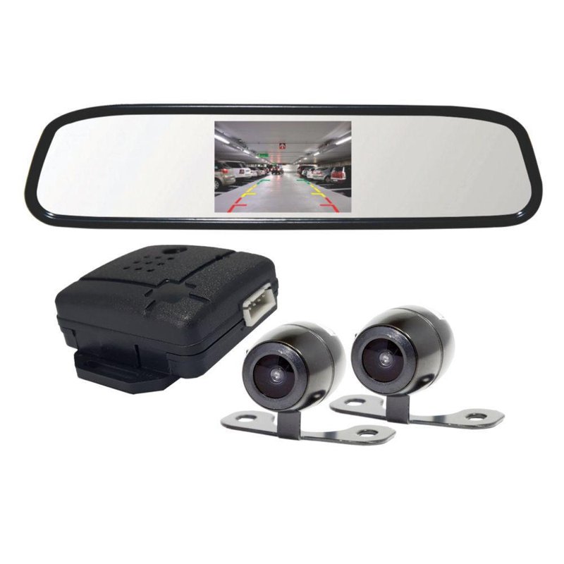 kit retrovisor com camera frontal e camera traseira rs 504 br roadstar