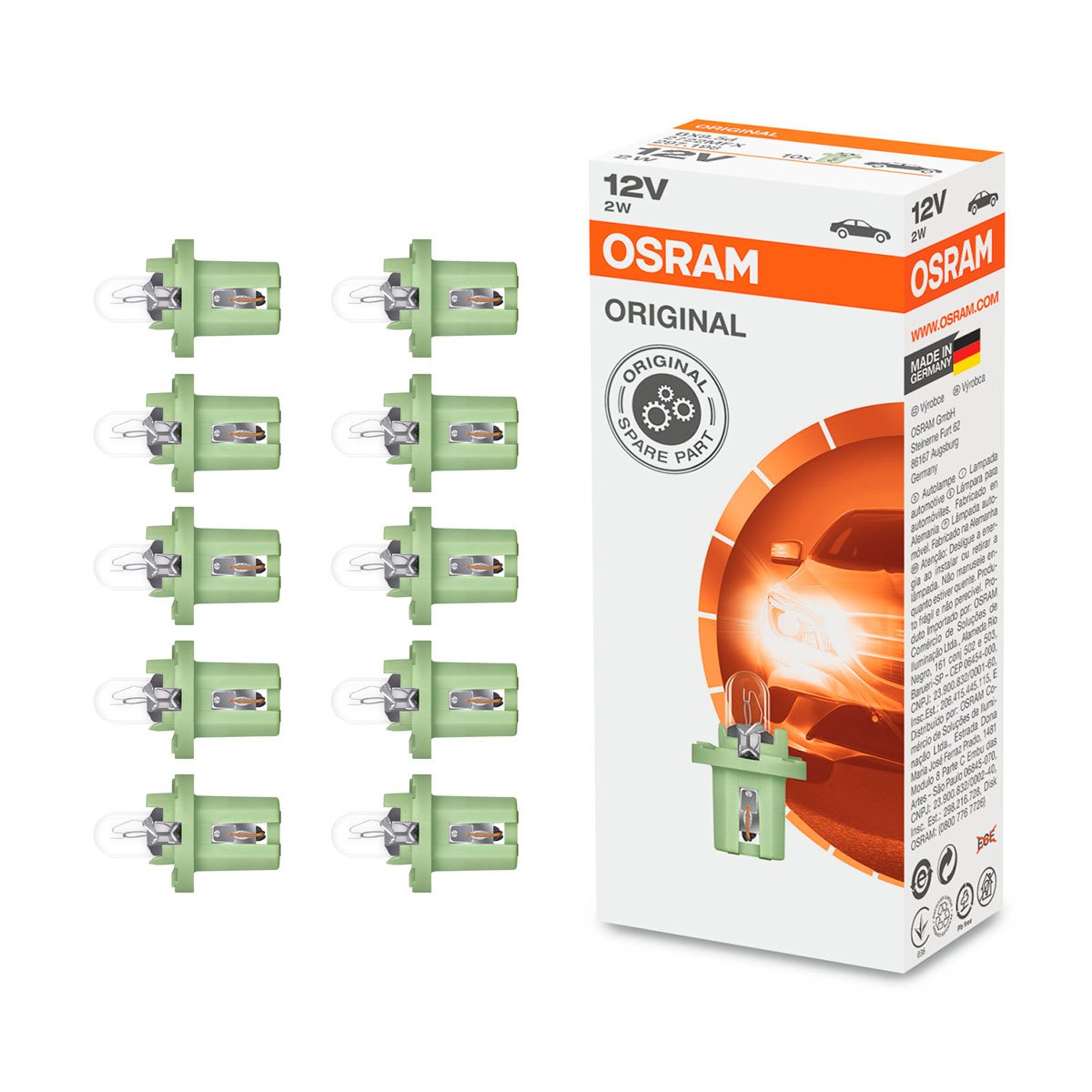 Lâmpada 2722MFX 2W 12V com 10 Peças Osram