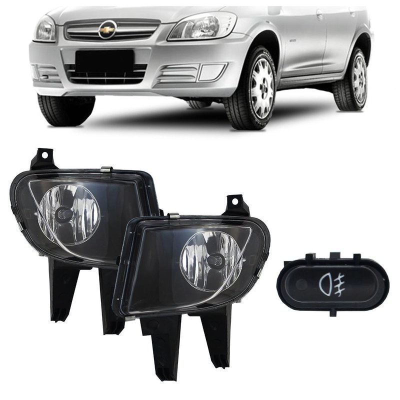 kit farol de milha gm celta prisma 2007 a 2011 botao original importado suns