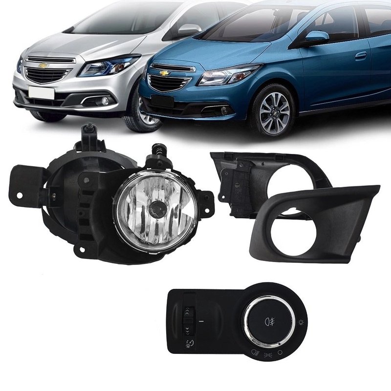 kit farol de milha gm onix ls lt 2016 moldura e botao original importado suns