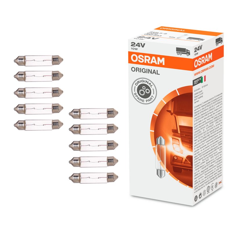 lampada torpedo 6429 10w 24v com 10 pecas osram