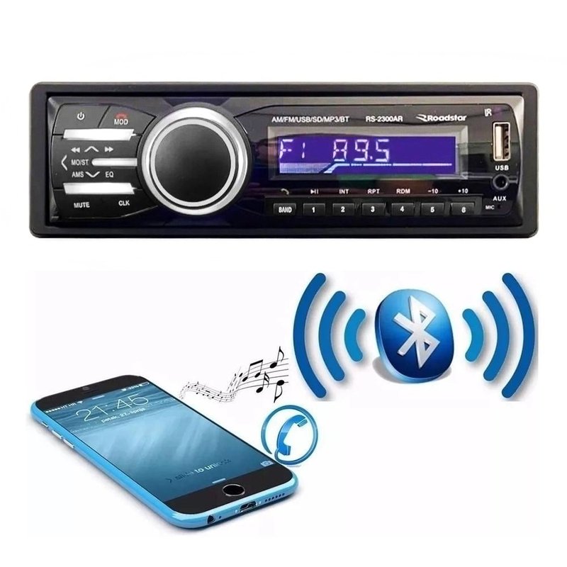 radio automotivo bluetooth usb am fm aux rs 2300ar roadstar
