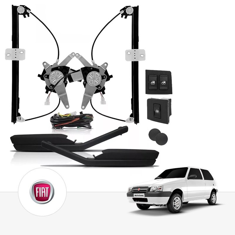Kit Vidro Elétrico Fiat Uno 1985 à 2005 2 Portas Dianteiro Tragial ftae001