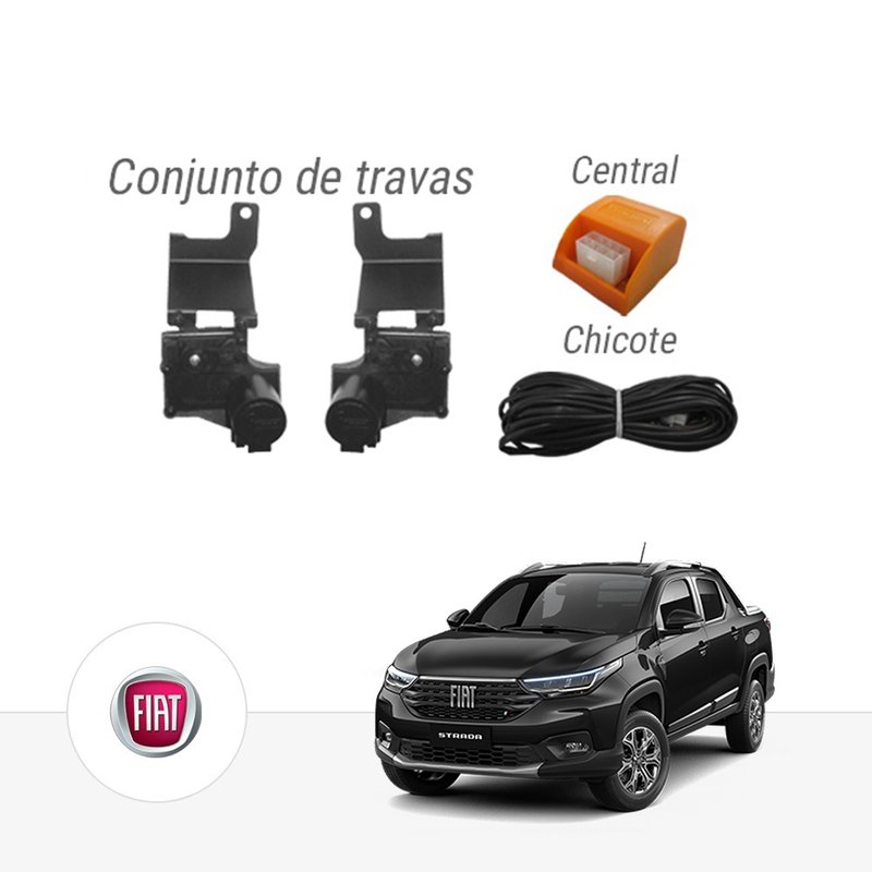 Kit Trava Elétrica Dedicada Fiat Nova Strada 2021 2 Portas Tragial