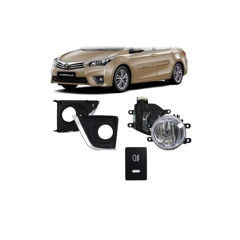 kit farol de milha toyota corolla 2015 a 2017 botao modelo original importado suns