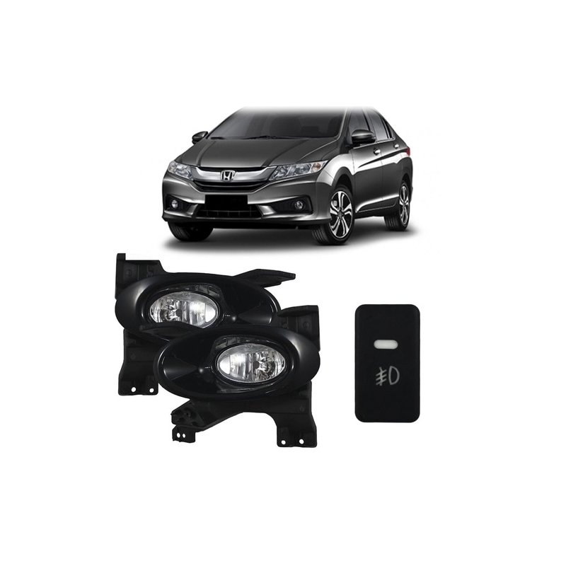 kit farol de milha honda city 2009 a 2011 botao original importado suns