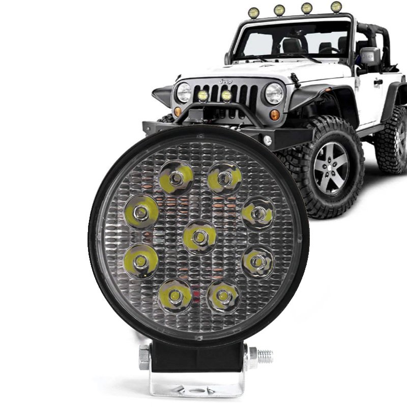 Farol de Milha Auxiliar 27W Universal 9 Leds Redondo Cinoy