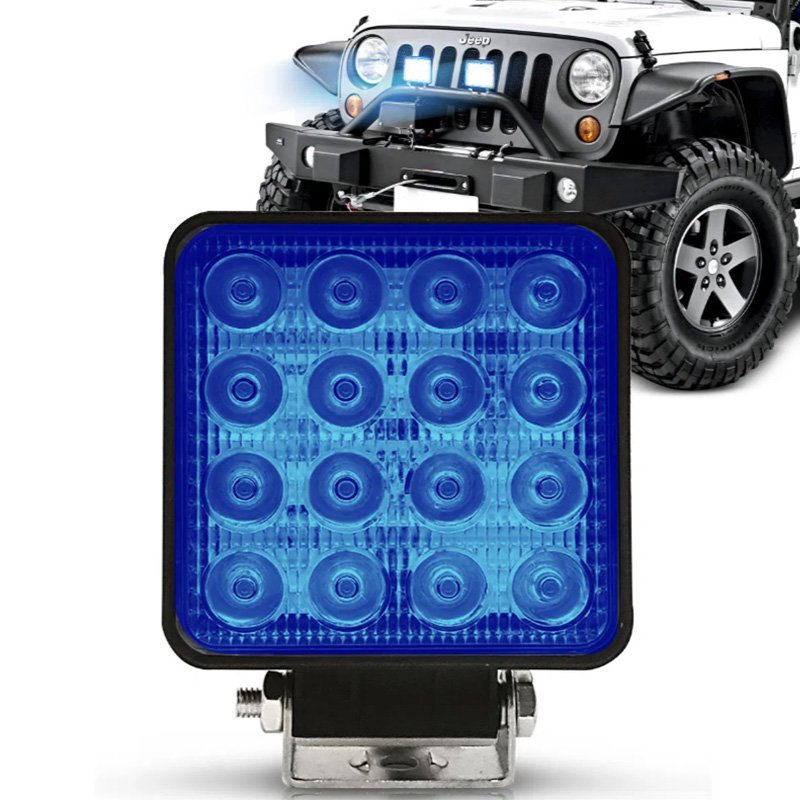 Farol de Milha Auxiliar Azul 48W Universal 16 Leds Quadrado Cinoy azul