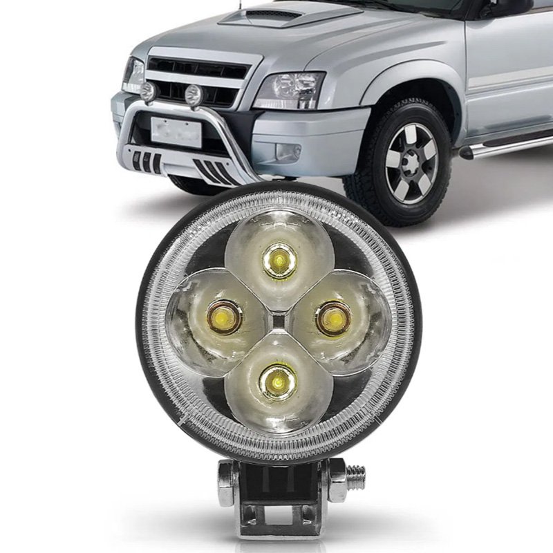 Farol de Milha Auxiliar 12W Universal 4 Leds Redondo Cinoy