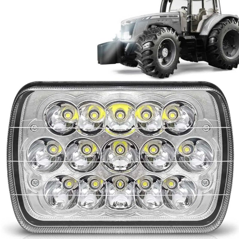 Farol Auxiliar 45W para Veículos de Trabalho 15 Leds Retangular Cinoy