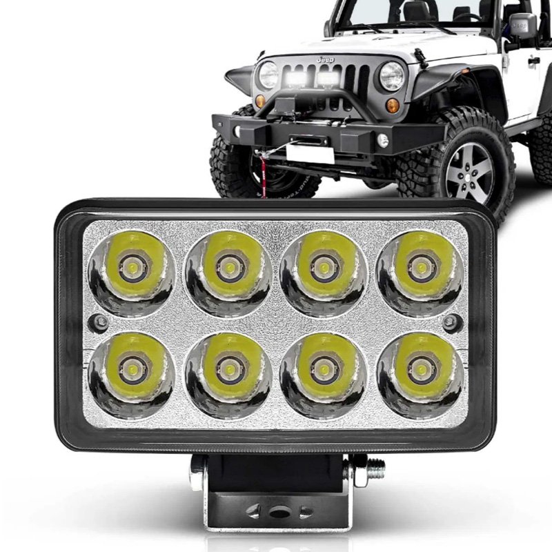 Farol de Milha Auxiliar 24W Universal 8 Leds Retangular Cinoy