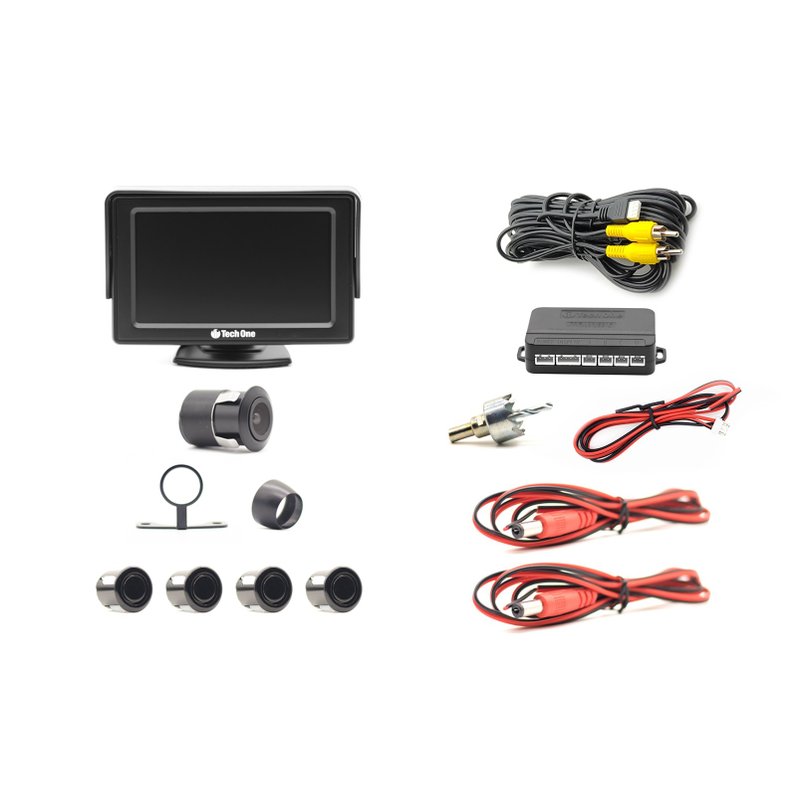 sensor de estacionamento com monitor e camera flex pretotechone