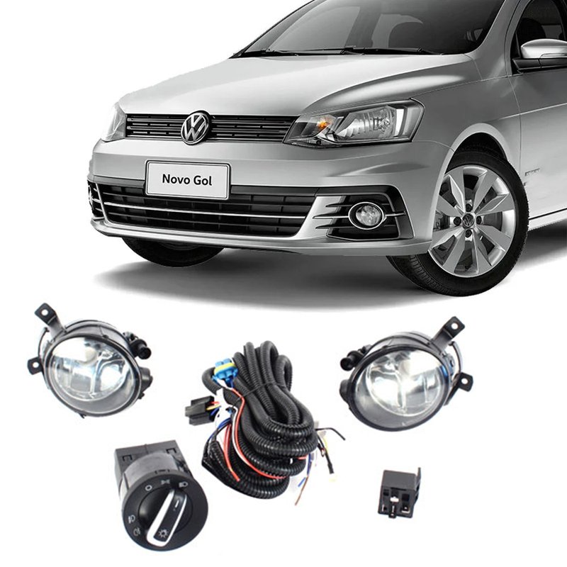 kit farol de milha vw gol g7 sem grade 2016 a 2018 botao original cromado shocklight