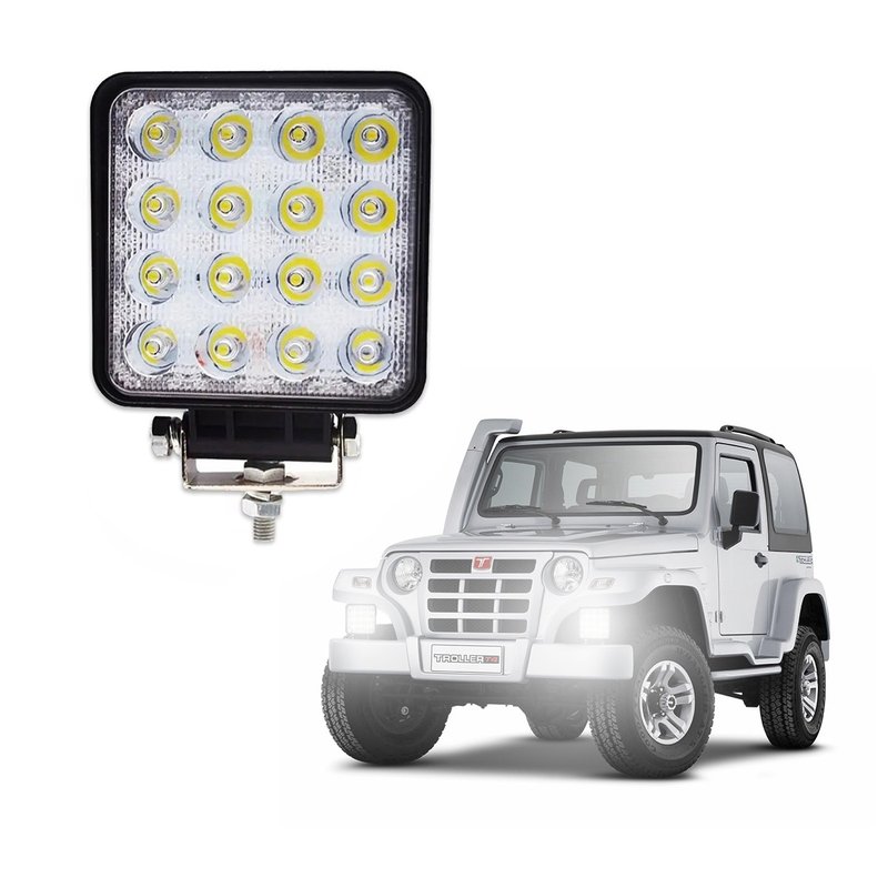farol de milha auxiliar slim 48w universal 16 leds quadrado r8 headlight 2