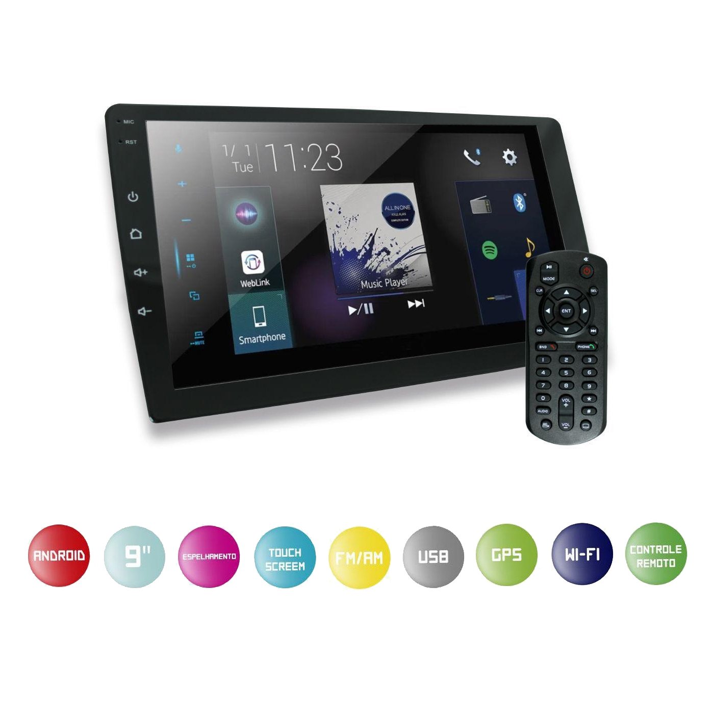 Multimídia 9 Polegadas Android com GPS e Wifi HT-9220 H-Tech