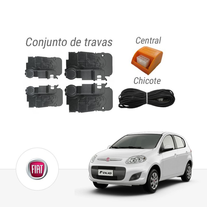 Kit Trava Elétrica Dedicada Novo Palio 2012 em Diante 4 Portas Tragial paktftmn001