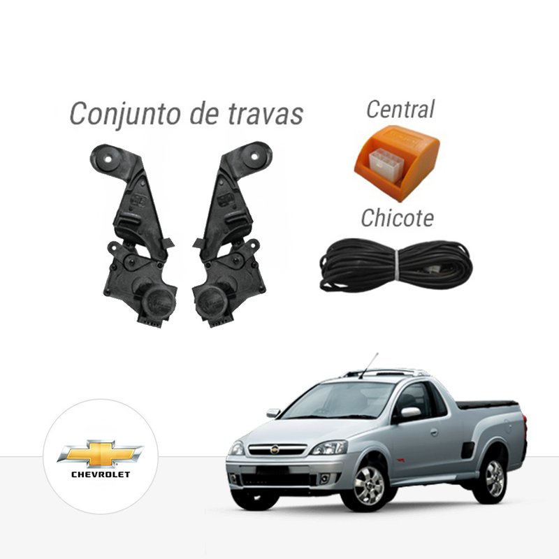 Kit Trava Elétrica Dedicada GM Montana até 2010 com Trava na Coluna 2 Po paktgmmn001