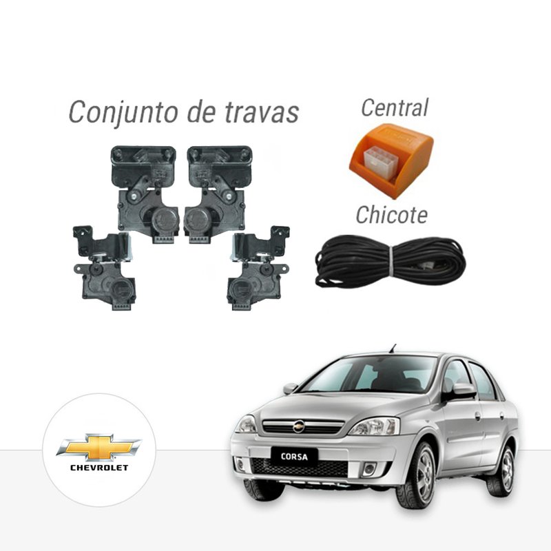 Kit Trava Elétrica GM Corsa Hatch / Sedan 1994 à 2002 Classic 4 Portas Tra paktgmmn005