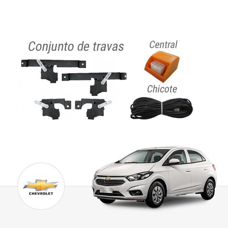 Kit Trava Elétrica Dedicada GM Chevrolet Onix / Prisma 4 Portas Tragial paktgmmn011