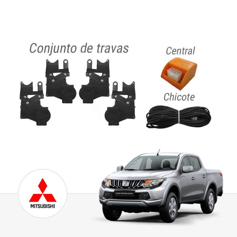 Kit Trava Elétrica Dedicada Mitsubishi L200 Triton 4 Portas Tragial paktmtmn001