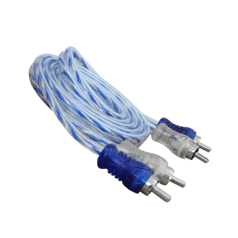 cabo rca injetado azul prata transparente 4mm 1m