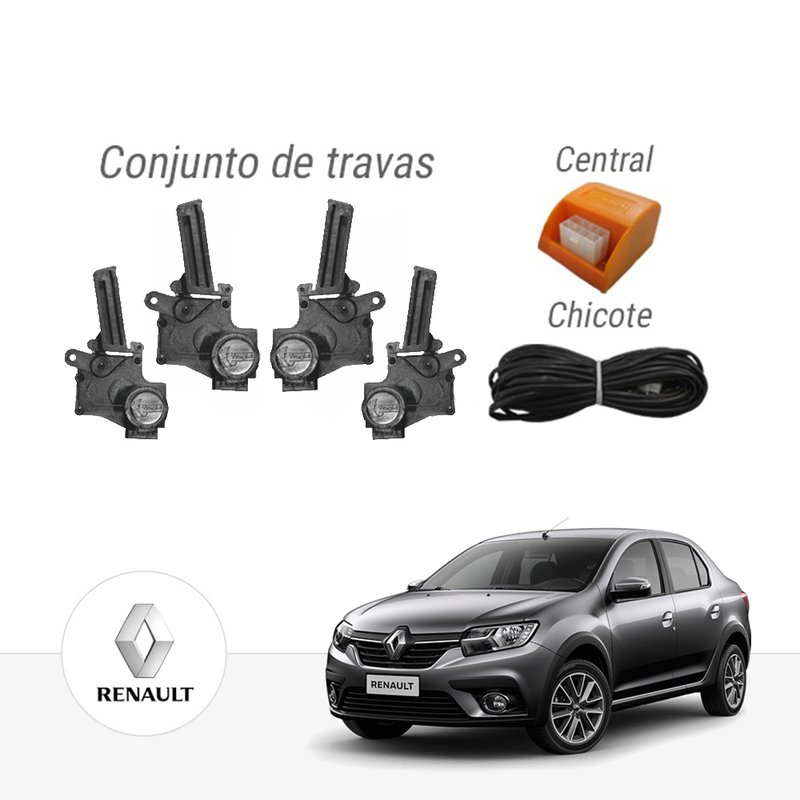 Kit Trava Elétrica Dedicada Renault Sandero / Logan 4 Portas Tragial paktrnmn001