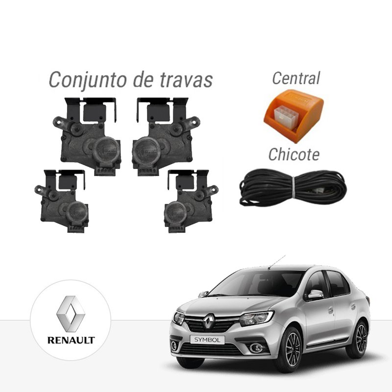 Kit Trava Elétrica Dedicada Renault Clio / Symbol 4 Portas Tragialpaktrnmn003