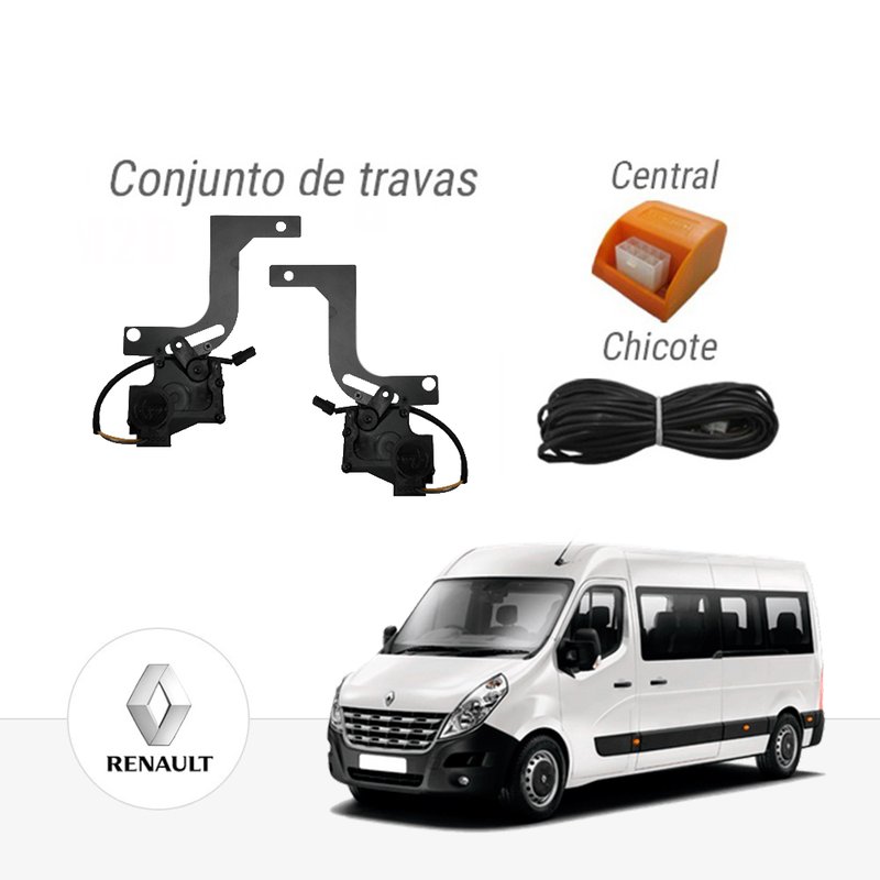 Kit Trava Elétrica Dedicada Renault Master 2 Portas Dianteira Tragial paktrnmn008