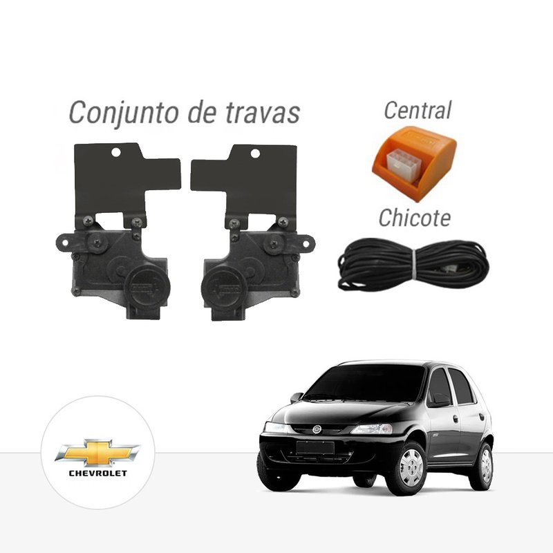 Kit Trava Elétrica Dedicada GM Celta até 2005 2 Portas Tragial paktgmmn012