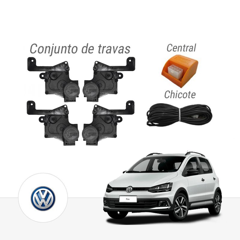 Kit Trava Elétrica Dedicada Volkswagen Novo Fox 2010 em Diante 4 Portas T paktvwmn013