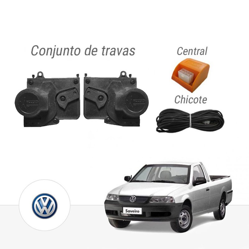 Kit Trava Elétrica Dedicada Volkswagen Saveiro 2 Portas Tragial paktvwmn002
