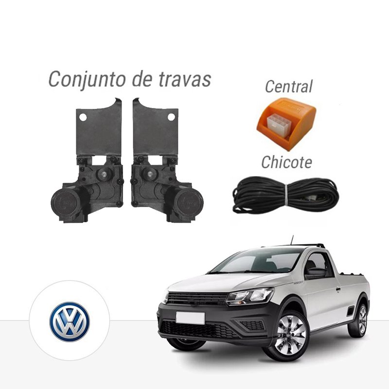Kit Trava Elétrica Dedicada Volkswagen Saveiro G7 Reestilizada 2 Portas Tra paktvwmn026